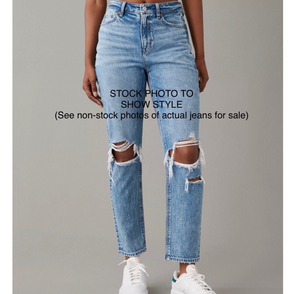 American Eagle Otfitters Strigid Ripped Distressed Mom Jean Size 4 - Picture 2 of 16